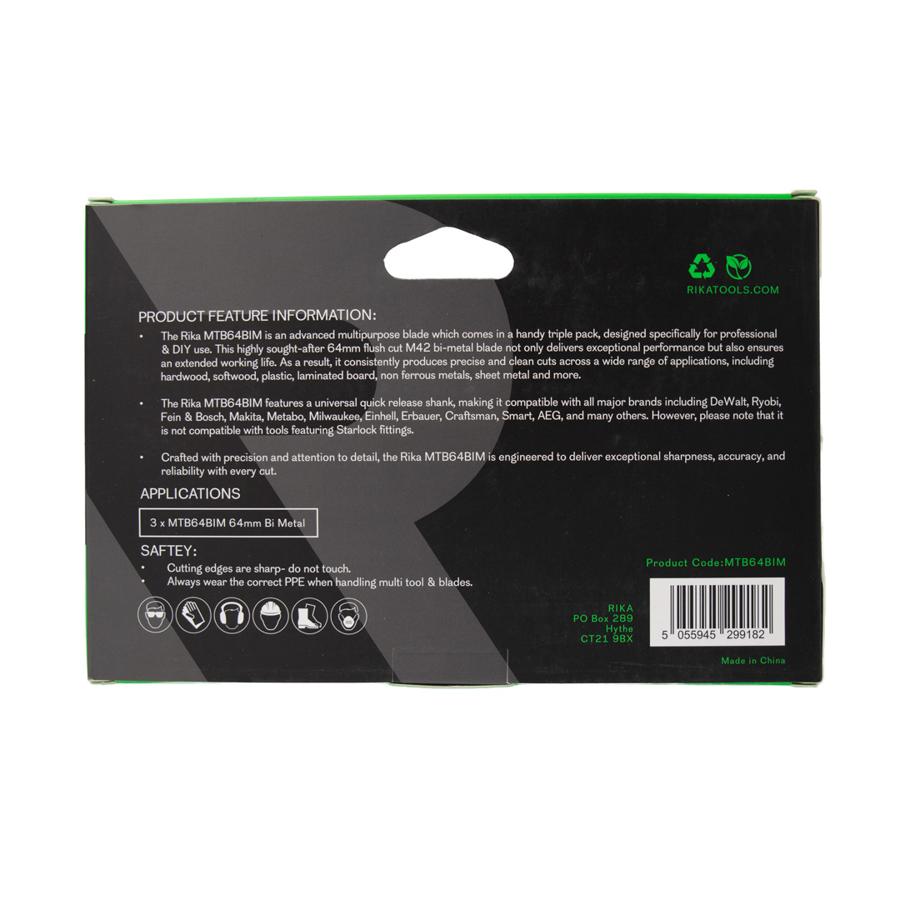 RIKÄ MTB64BIM  64mm Bi-Metal Multi Tool Saw Blade 3pk